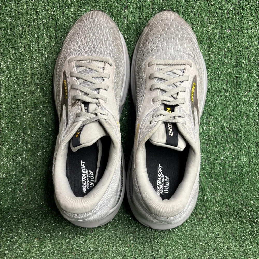 Brooks Adrenaline GTS 24 Support Cushioned Athletic Running Shoes Grey Mens 10.5